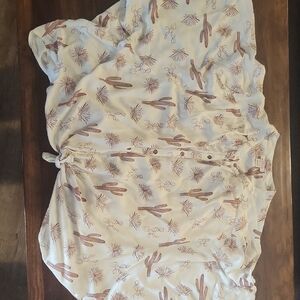 Ariat Cream and Brown Cactus Print Shirt Sz XXL